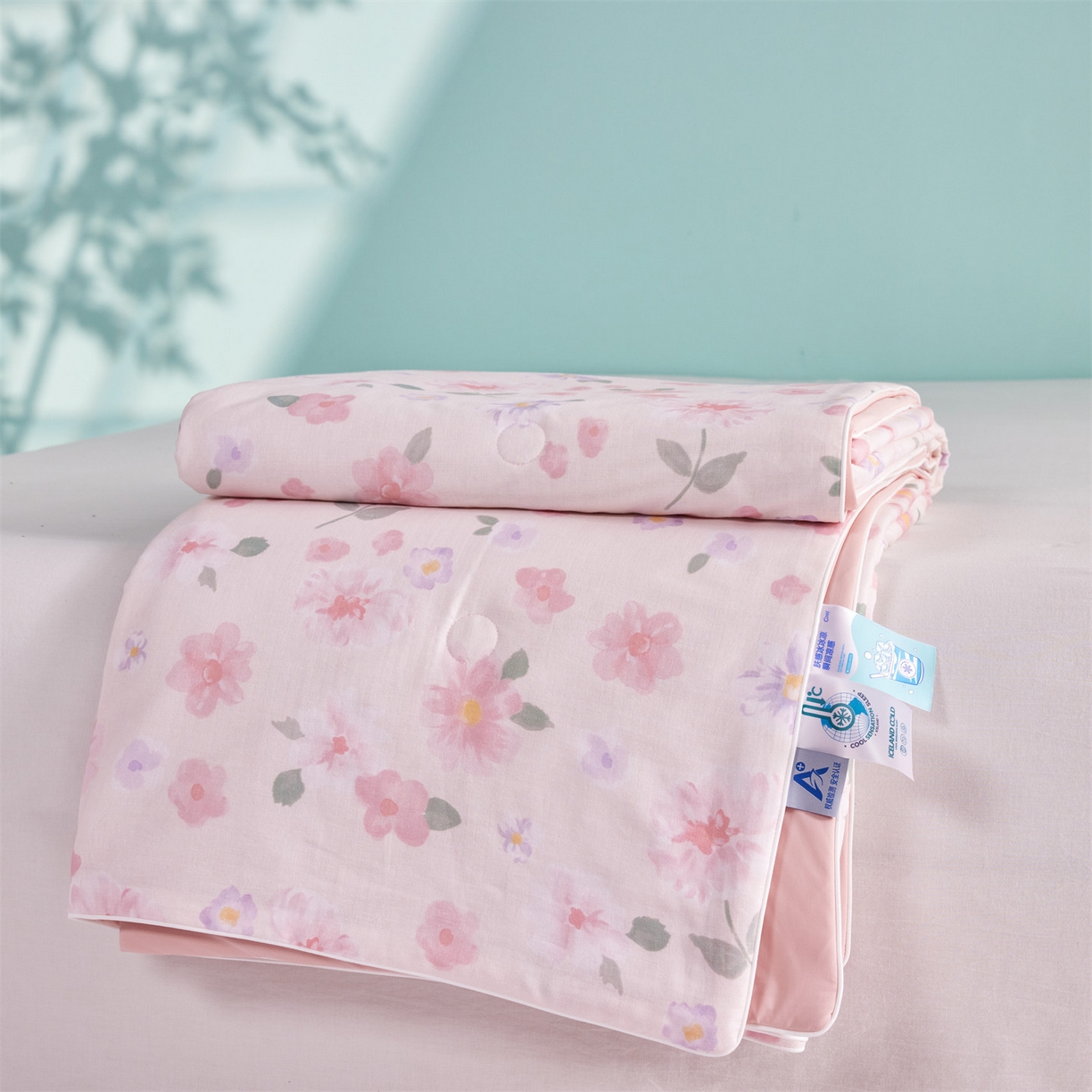 91家纺网 家纺一手货源 找家纺 瑞米家居 2026新款A类冰纱双感被夏被夏凉被空调被 雅致-粉