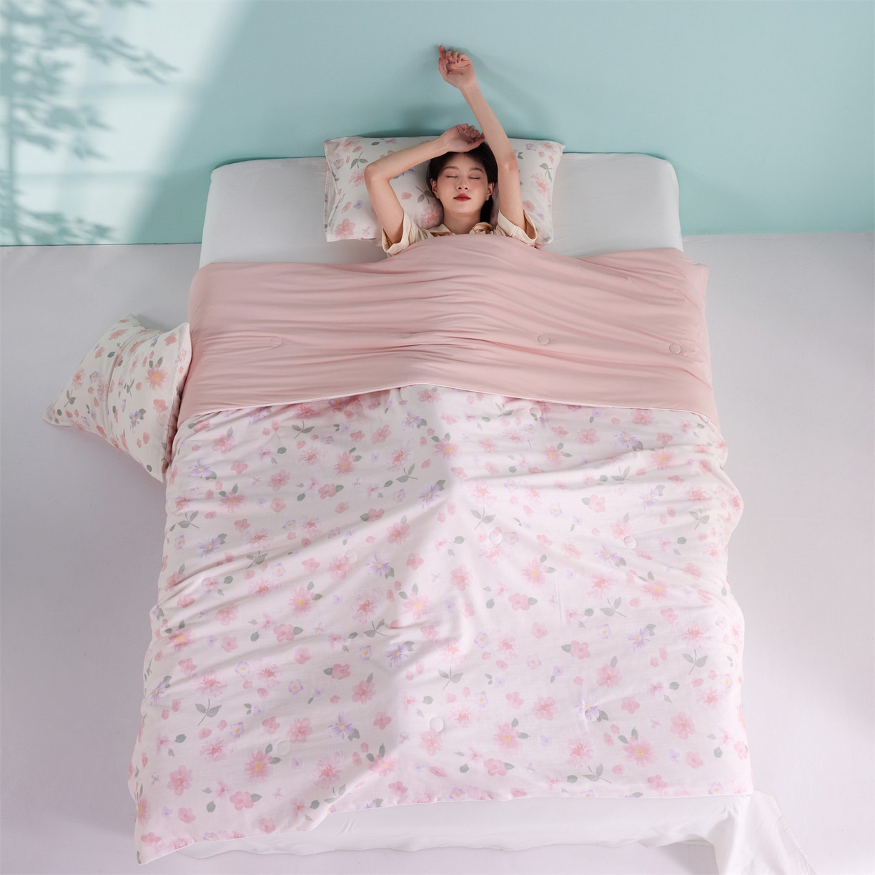91家纺网 家纺一手货源 找家纺 瑞米家居 2026新款A类冰纱双感被夏被夏凉被空调被 雅致-粉
