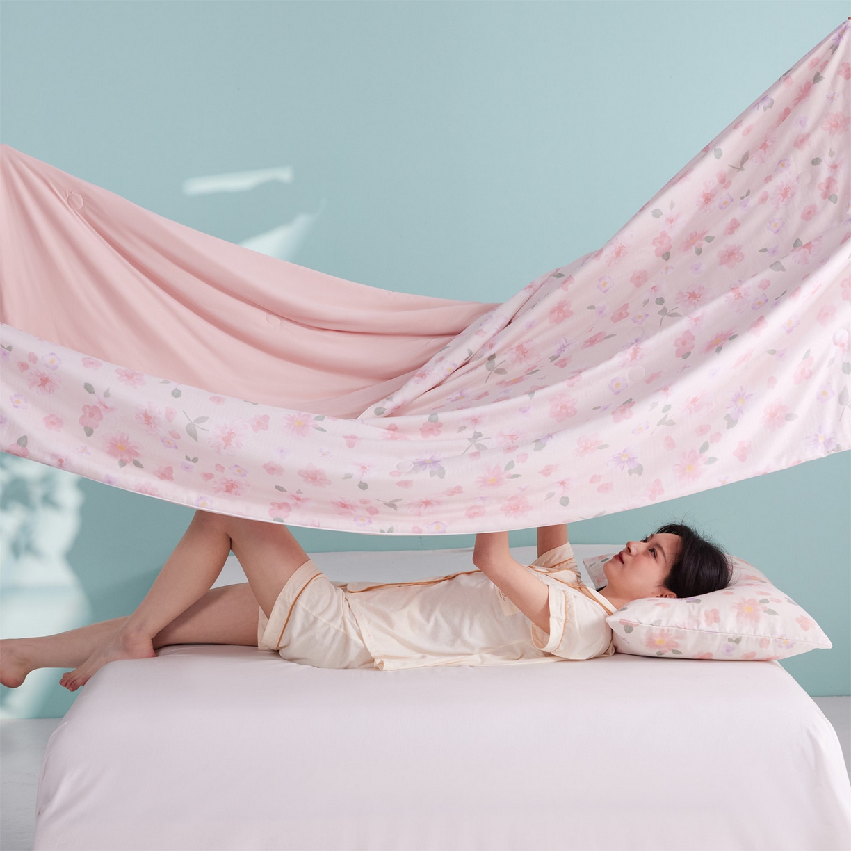 91家纺网 家纺一手货源 找家纺 瑞米家居 2026新款A类冰纱双感被夏被夏凉被空调被 雅致-粉