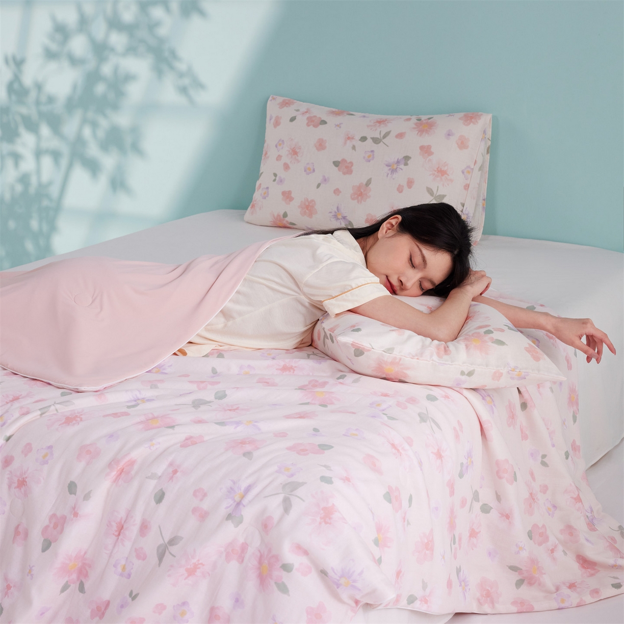 91家纺网 家纺一手货源 找家纺 瑞米家居 2026新款A类冰纱双感被夏被夏凉被空调被 雅致-粉