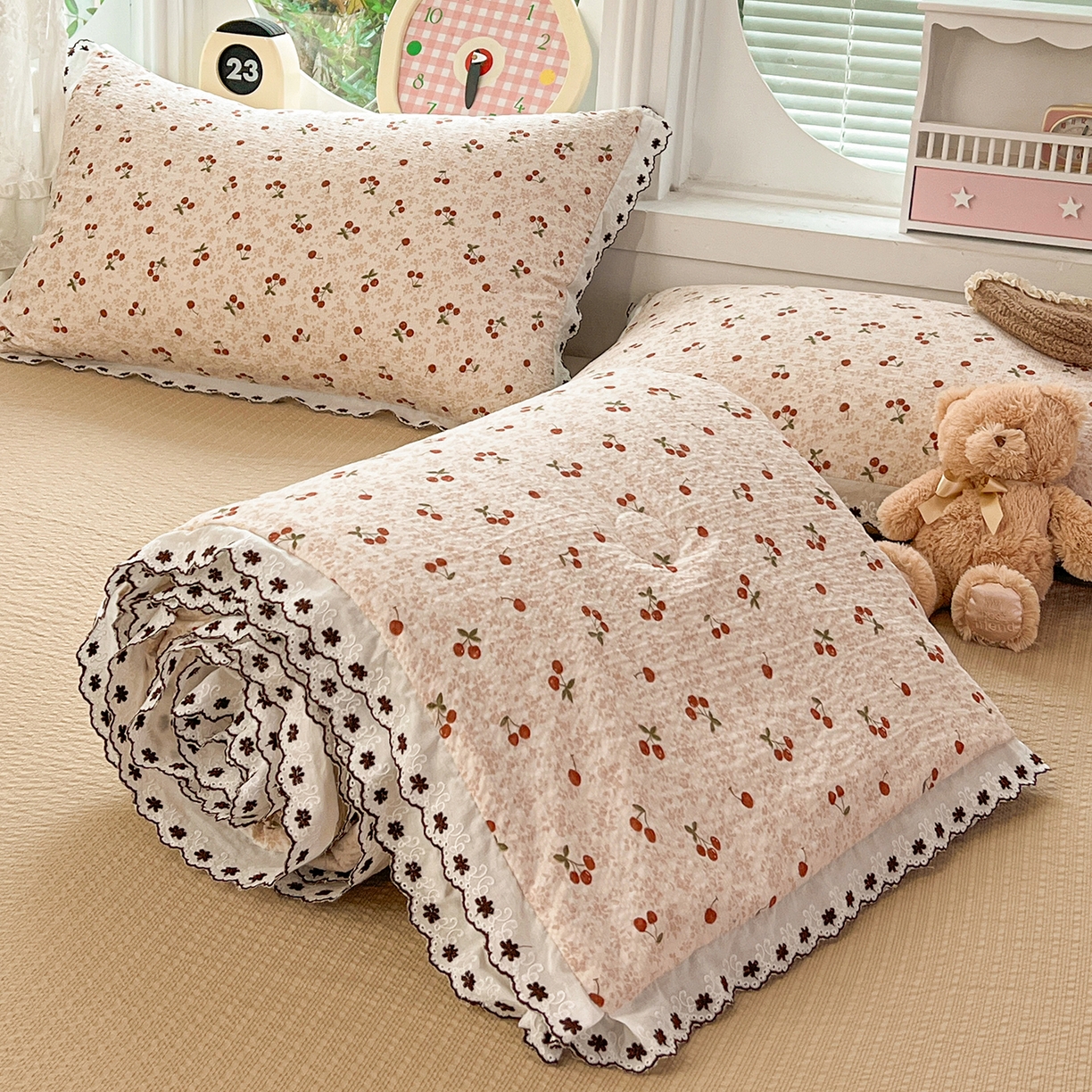 91家纺网 家纺一手货源 找家纺 （总）恒尚居 2026新款A类泡芙纱花边夏被夏凉被空调被四套件