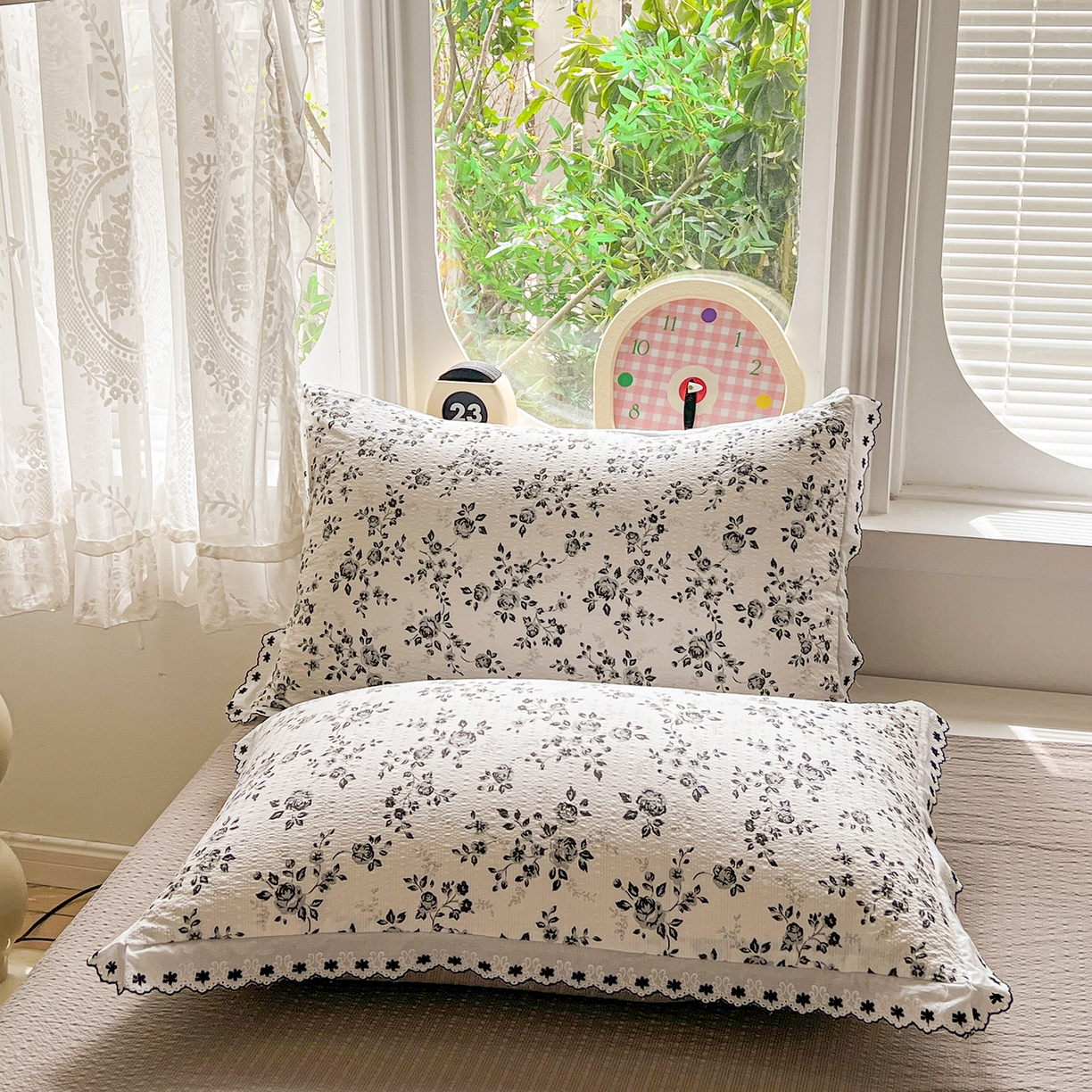 91家纺网 家纺一手货源 找家纺 恒尚居 2026新款A类泡芙纱花边夏被夏凉被空调被四套件 【黑玫瑰】全棉花边