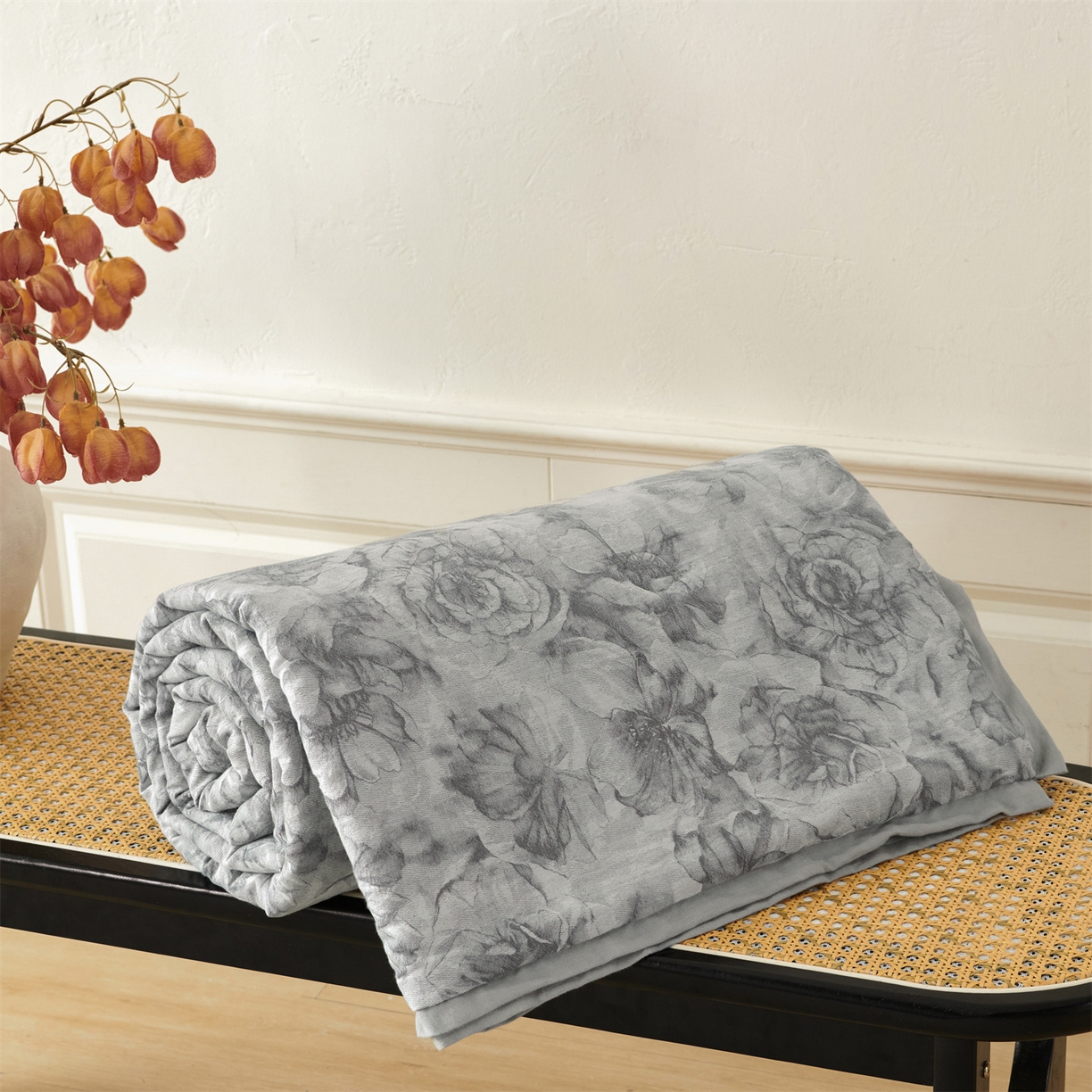 91家纺网 家纺一手货源 找家纺 瑞米家居 2026新款全棉色织花夏被夏凉被空调被 花与月-中灰