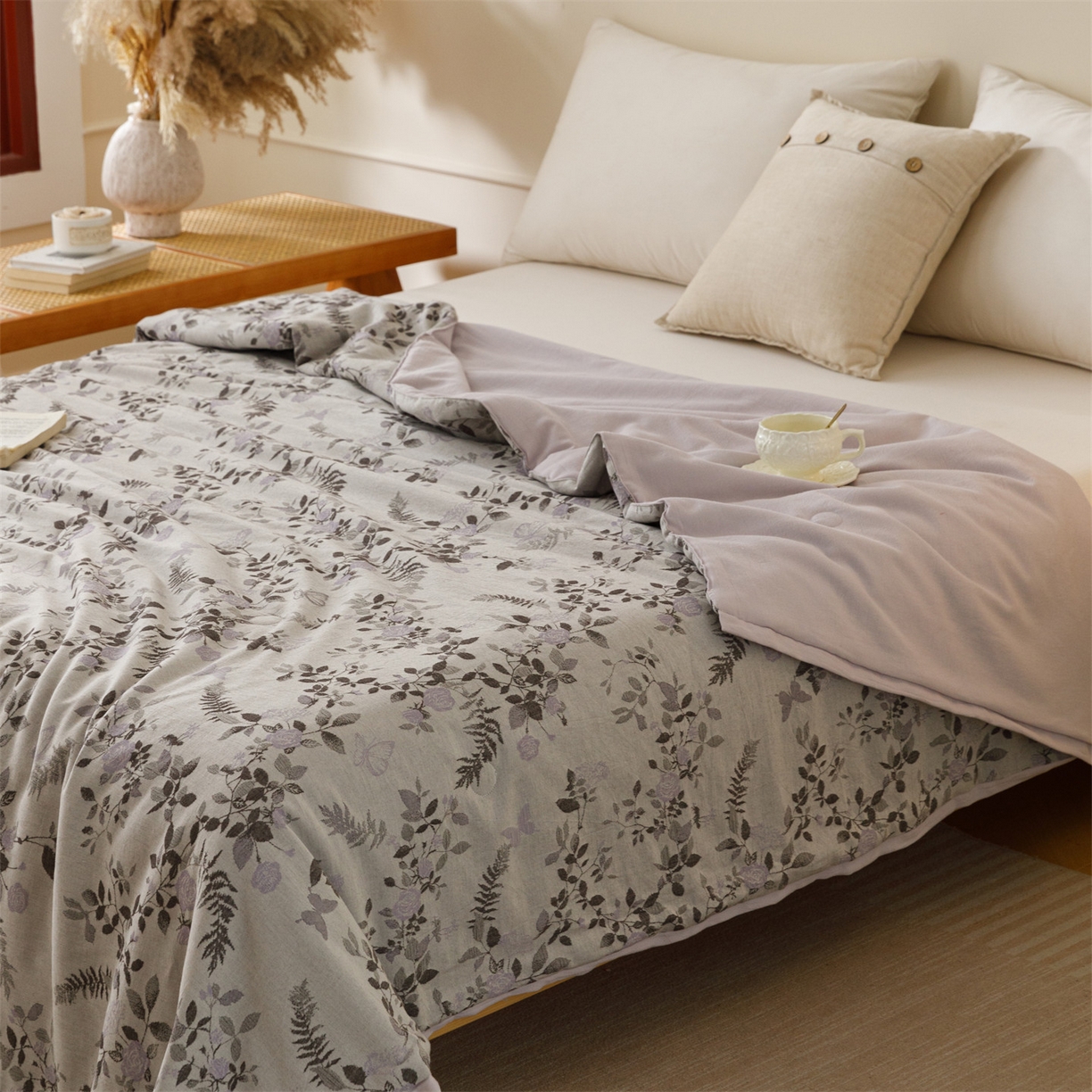 瑞米家居 2026新款全棉色织花夏被夏凉被空调被 秘密花园-咖