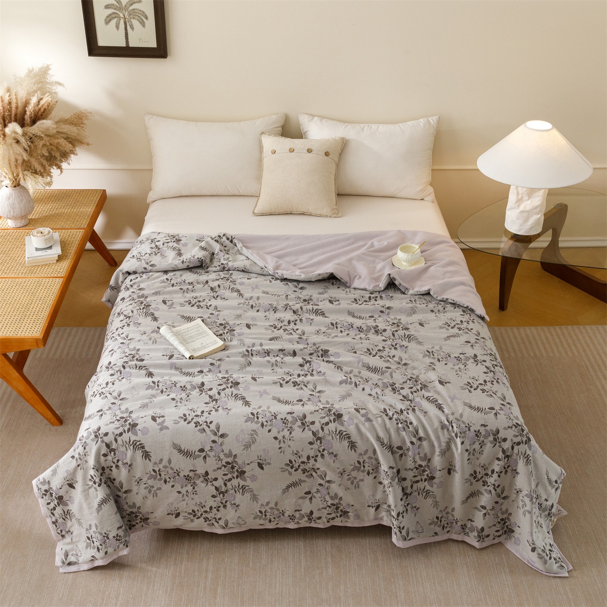 91家纺网 家纺一手货源 找家纺 瑞米家居 2026新款全棉色织花夏被夏凉被空调被 秘密花园-咖