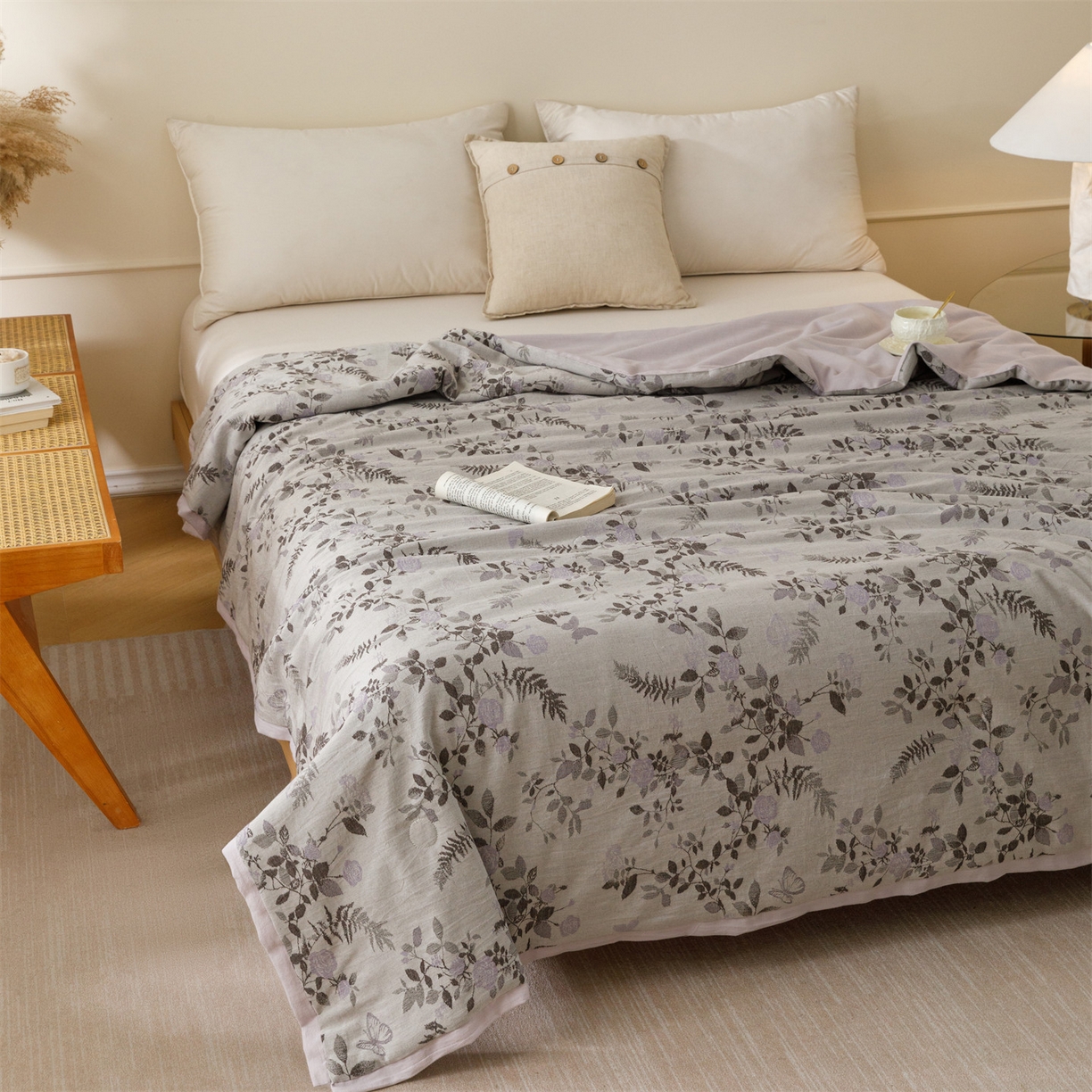 91家纺网 家纺一手货源 找家纺 瑞米家居 2026新款全棉色织花夏被夏凉被空调被 秘密花园-咖