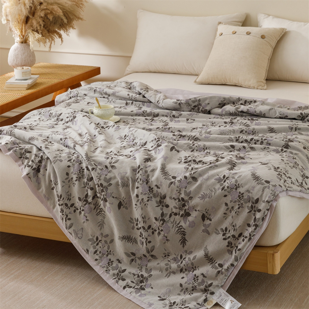 91家纺网 家纺一手货源 找家纺 瑞米家居 2026新款全棉色织花夏被夏凉被空调被 秘密花园-咖