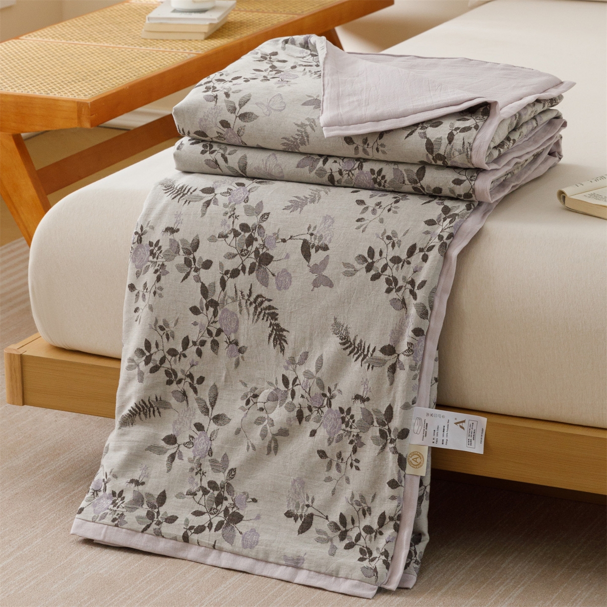 91家纺网 家纺一手货源 找家纺 瑞米家居 2026新款全棉色织花夏被夏凉被空调被 秘密花园-咖