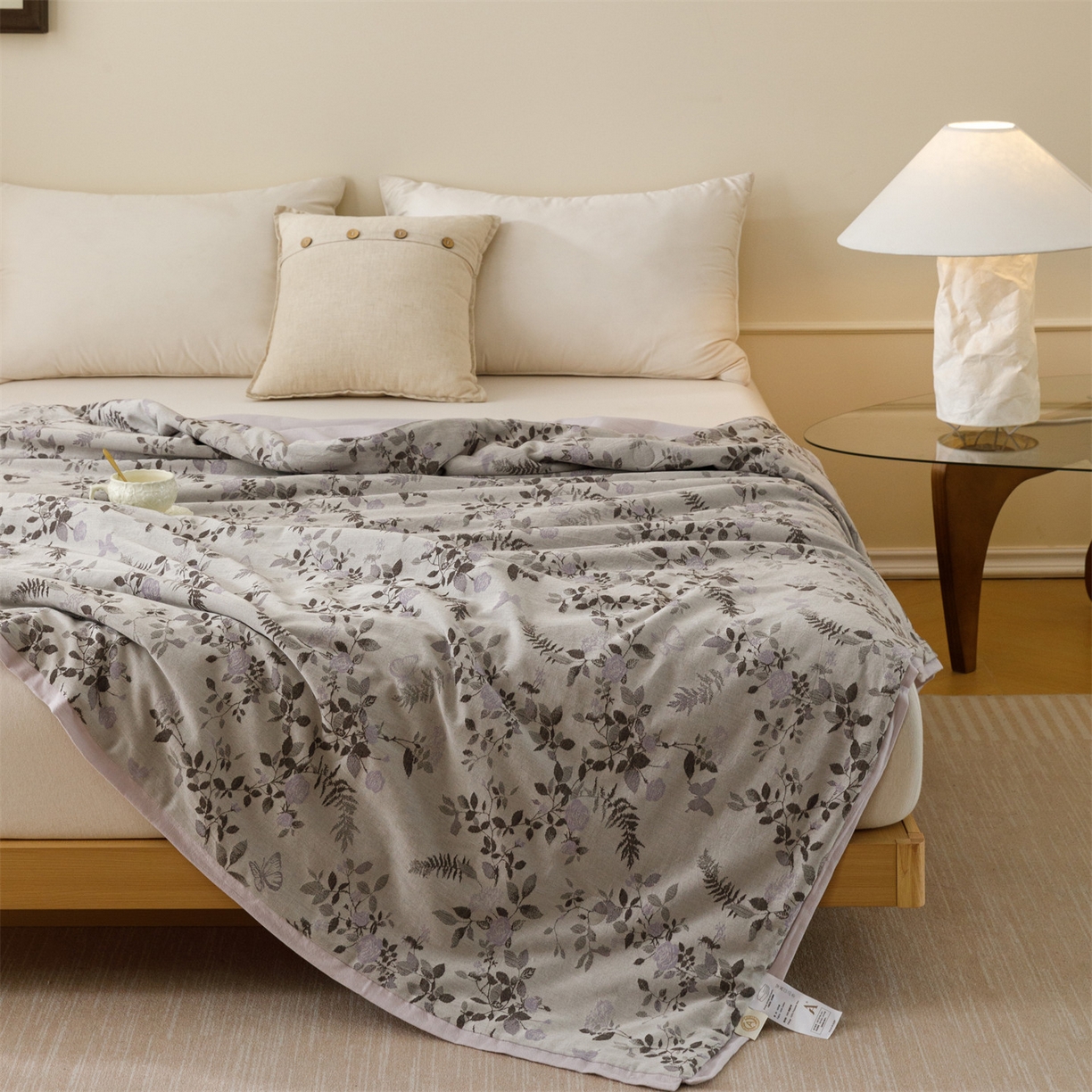 91家纺网 家纺一手货源 找家纺 瑞米家居 2026新款全棉色织花夏被夏凉被空调被 秘密花园-咖