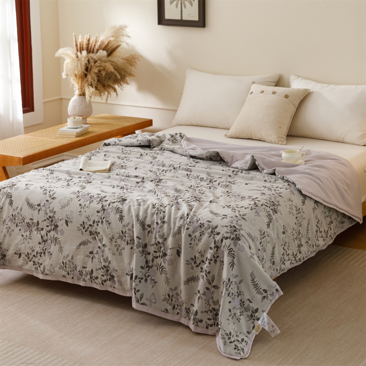91家纺网 家纺一手货源 找家纺 瑞米家居 2026新款全棉色织花夏被夏凉被空调被 秘密花园-咖