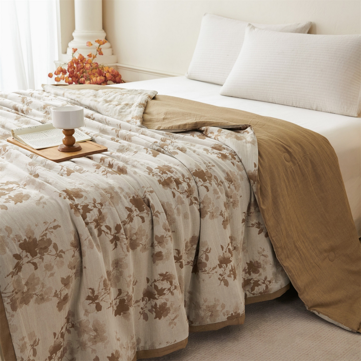 瑞米家居 2026新款全棉色织花夏被夏凉被空调被 森影-金桂