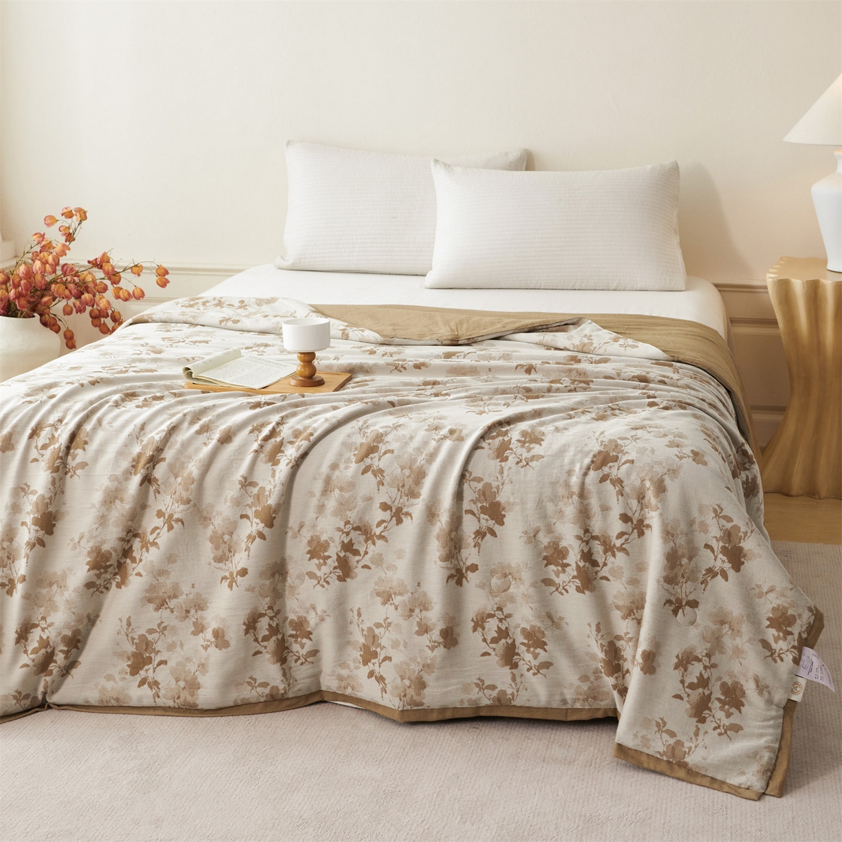 91家纺网 家纺一手货源 找家纺 瑞米家居 2026新款全棉色织花夏被夏凉被空调被 森影-金桂