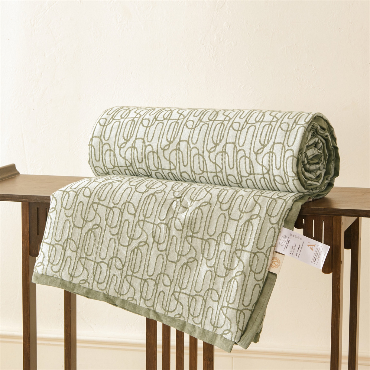 91家纺网 家纺一手货源 找家纺 瑞米家居 2026新款全棉色织花夏被夏凉被空调被 时律-灰绿