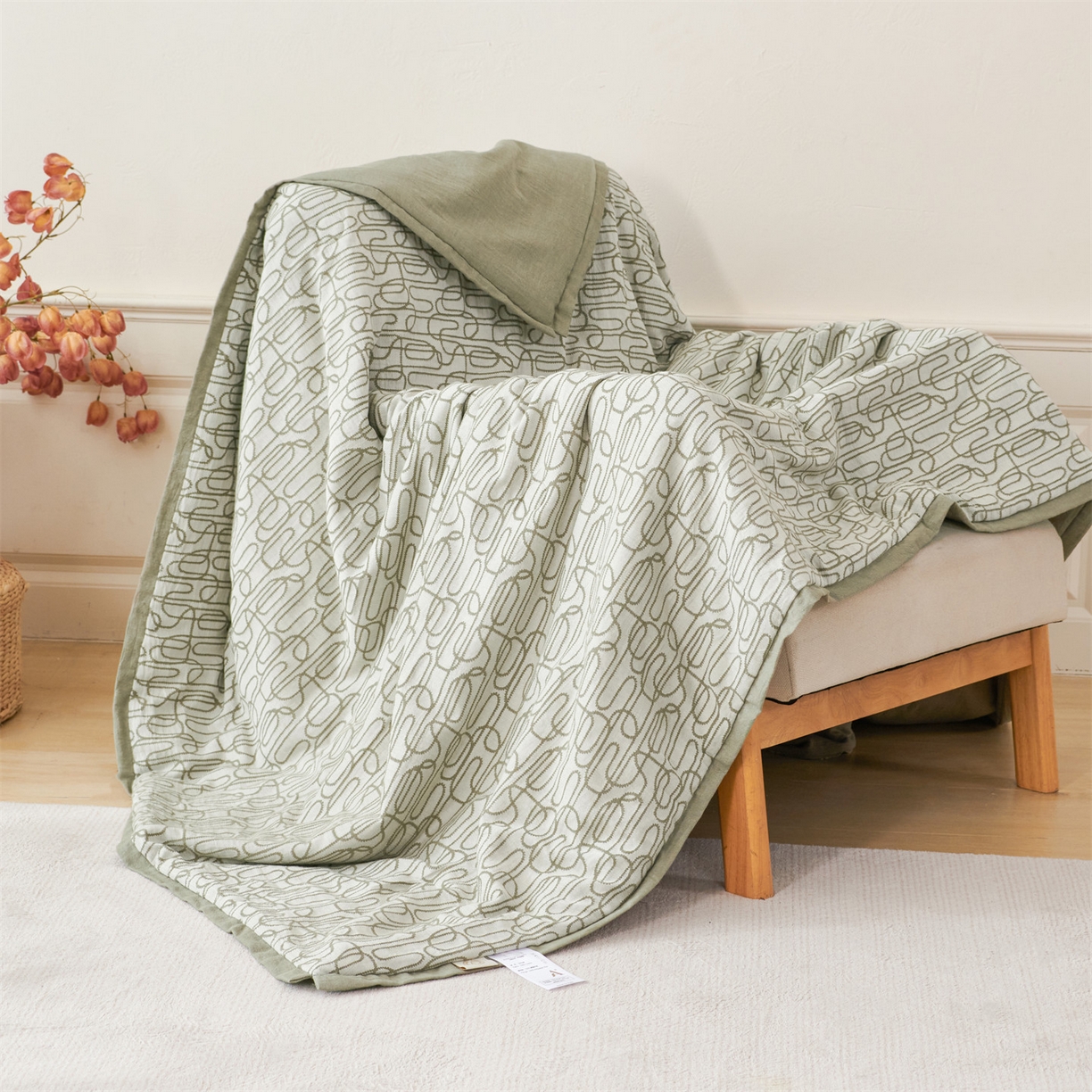 91家纺网 家纺一手货源 找家纺 瑞米家居 2026新款全棉色织花夏被夏凉被空调被 时律-灰绿