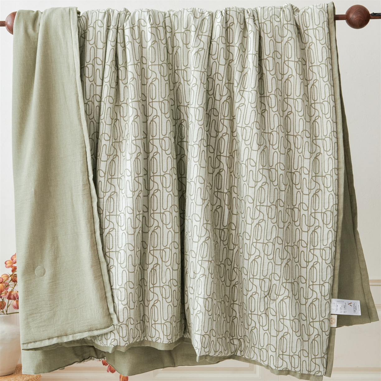 91家纺网 家纺一手货源 找家纺 瑞米家居 2026新款全棉色织花夏被夏凉被空调被 时律-灰绿