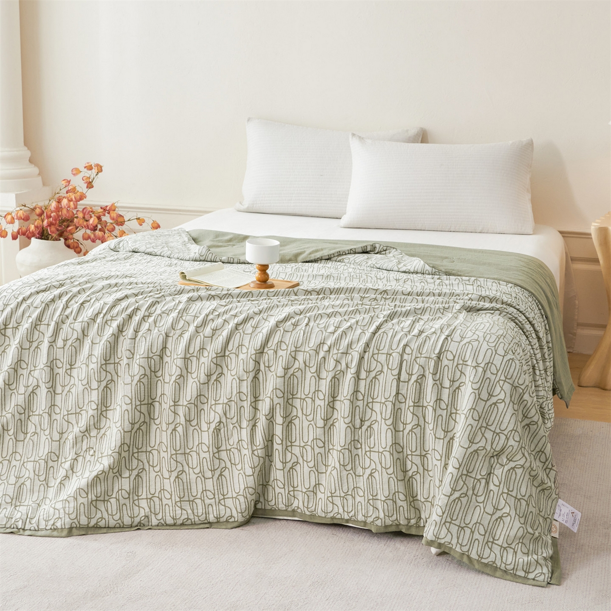 91家纺网 家纺一手货源 找家纺 瑞米家居 2026新款全棉色织花夏被夏凉被空调被 时律-灰绿