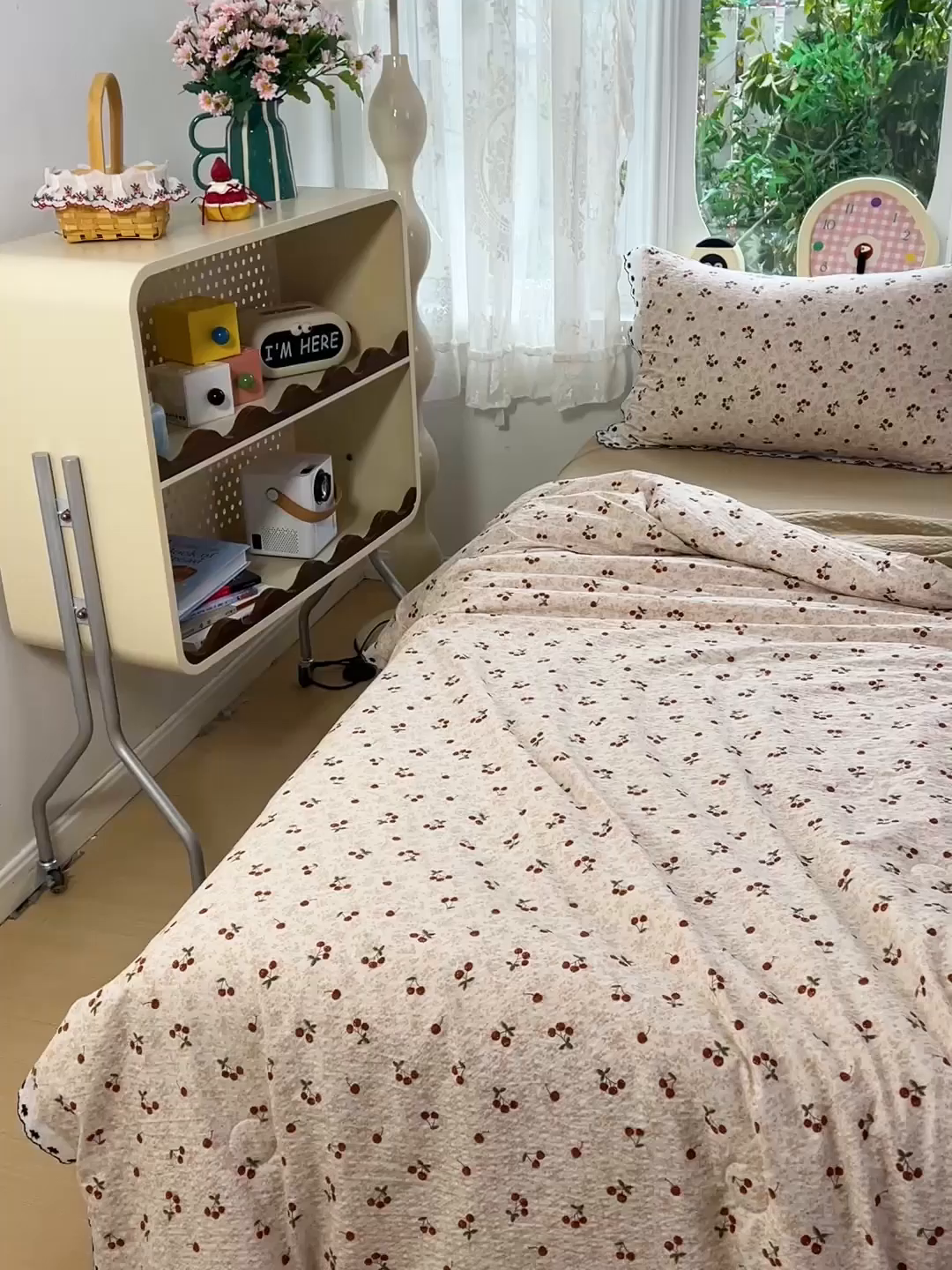 91家纺网 家纺一手货源 找家纺 恒尚居 2026新款A类泡芙纱花边夏被夏凉被空调被四套件 【满地樱桃】全棉花边