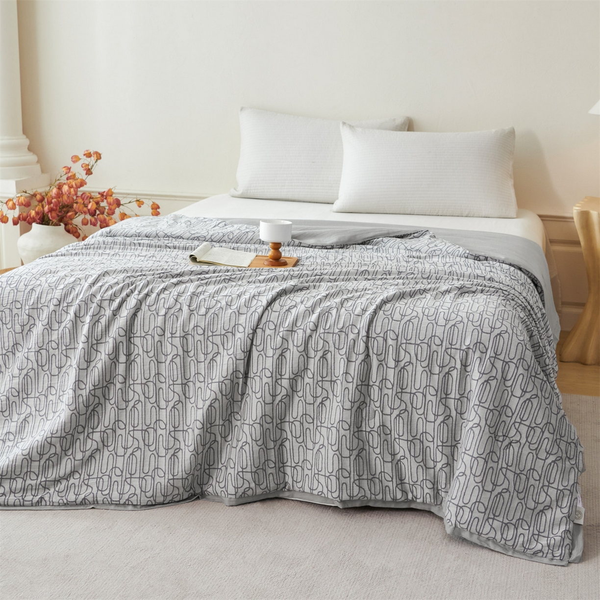 91家纺网 家纺一手货源 找家纺 瑞米家居 2026新款全棉色织花夏被夏凉被空调被 时律-中灰