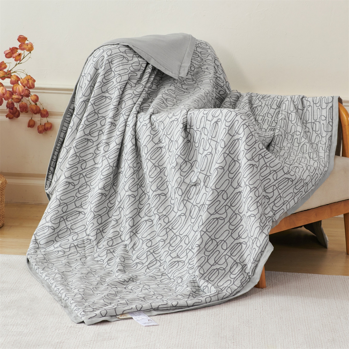 91家纺网 家纺一手货源 找家纺 瑞米家居 2026新款全棉色织花夏被夏凉被空调被 时律-中灰