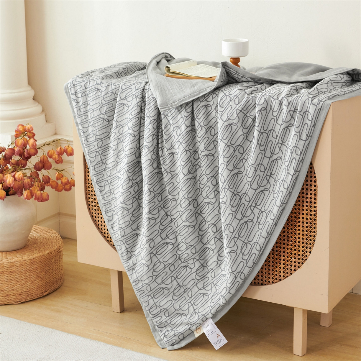 91家纺网 家纺一手货源 找家纺 瑞米家居 2026新款全棉色织花夏被夏凉被空调被 时律-中灰