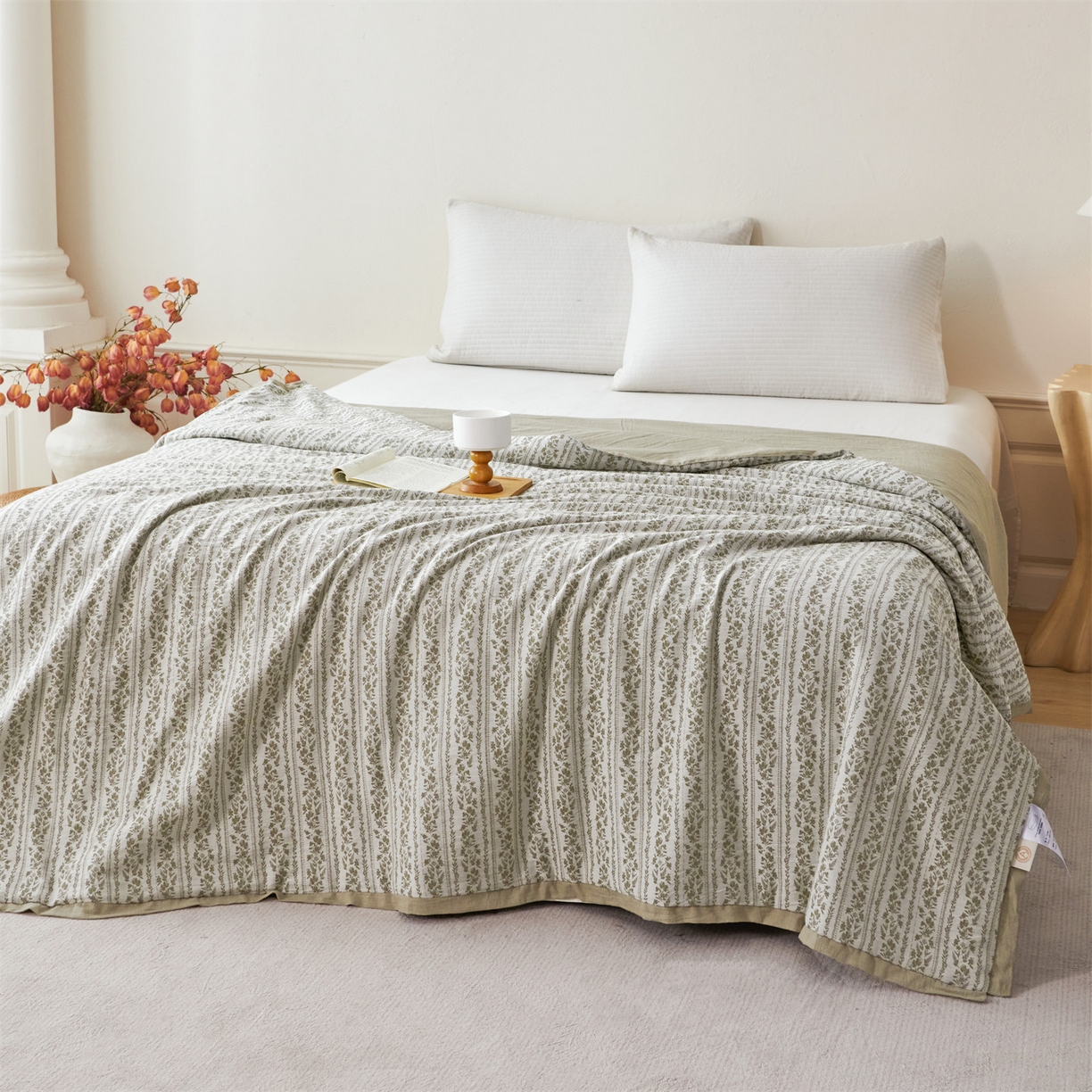 91家纺网 家纺一手货源 找家纺 瑞米家居 2026新款全棉色织花夏被夏凉被空调被 望野-灰绿