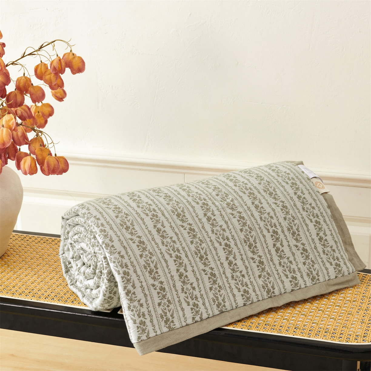 91家纺网 家纺一手货源 找家纺 瑞米家居 2026新款全棉色织花夏被夏凉被空调被 望野-灰绿