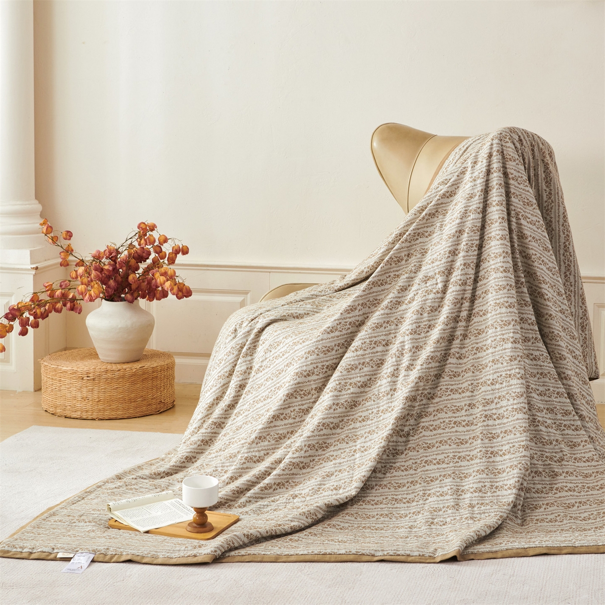 91家纺网 家纺一手货源 找家纺 瑞米家居 2026新款全棉色织花夏被夏凉被空调被 望野-金桂