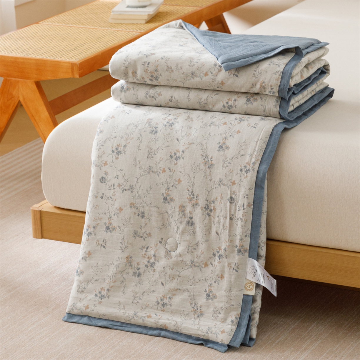 91家纺网 家纺一手货源 找家纺 瑞米家居 2026新款全棉色织花夏被夏凉被空调被 醒春-孔雀兰