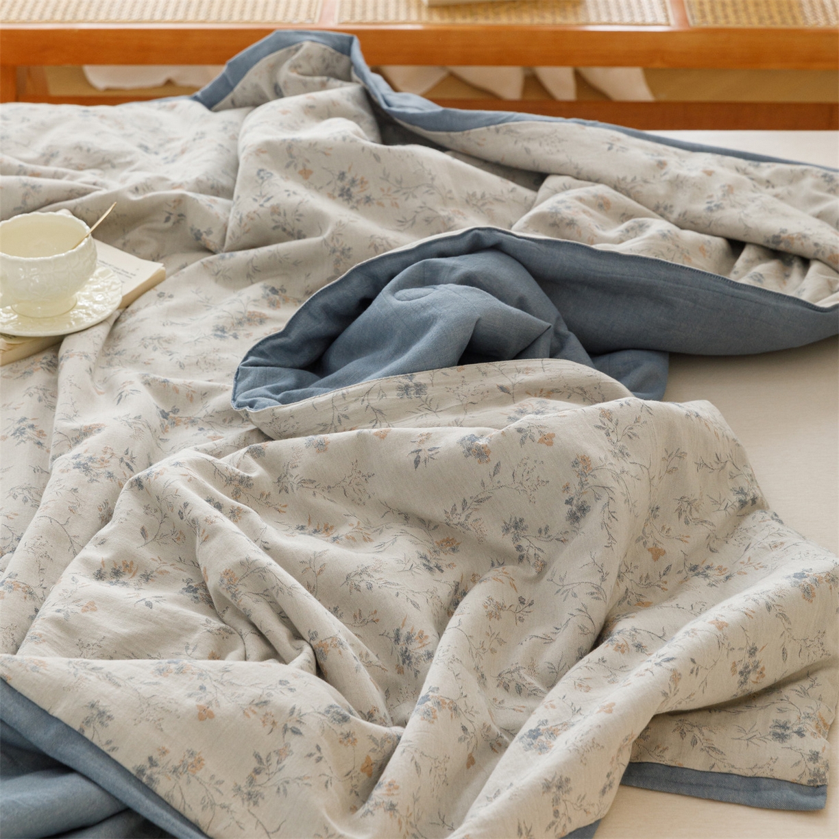 91家纺网 家纺一手货源 找家纺 瑞米家居 2026新款全棉色织花夏被夏凉被空调被 醒春-孔雀兰