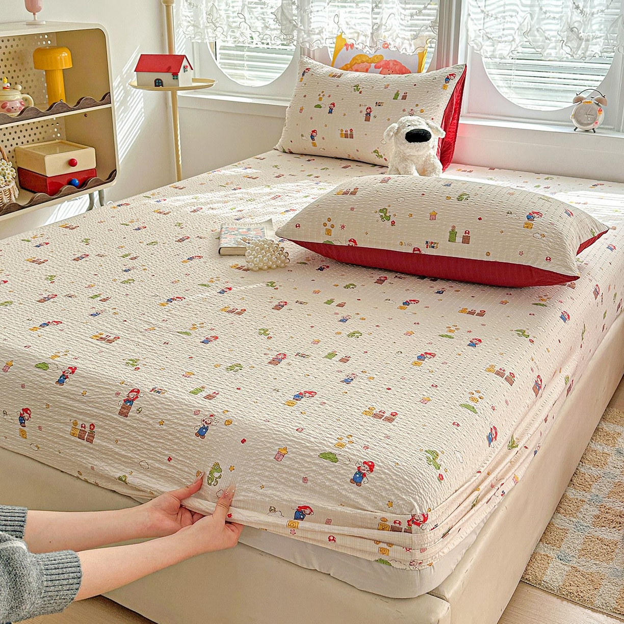 91家纺网 家纺一手货源 找家纺 （总）欧妮家纺 2026新款泡芙棉单床笠-床垫保护套