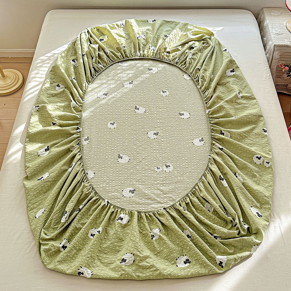 91家纺网 家纺一手货源 找家纺 欧妮家纺 2026新款泡芙棉单床笠-床垫保护套 泡芙-羊羊牧场