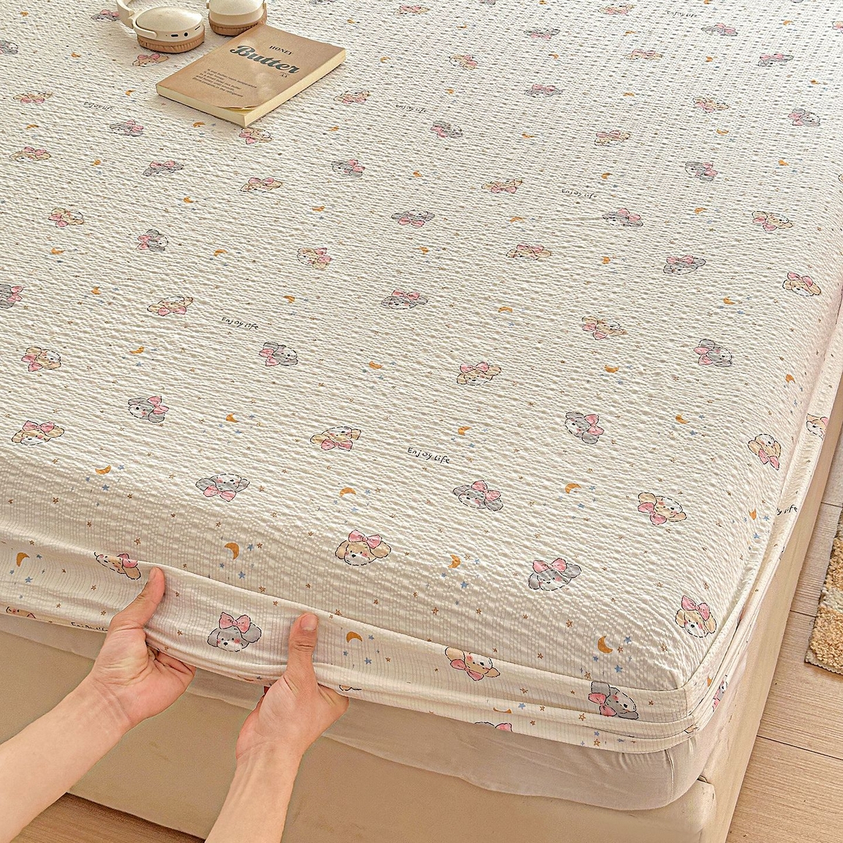 91家纺网 家纺一手货源 找家纺 欧妮家纺 2026新款泡芙棉单床笠-床垫保护套 泡芙-星空