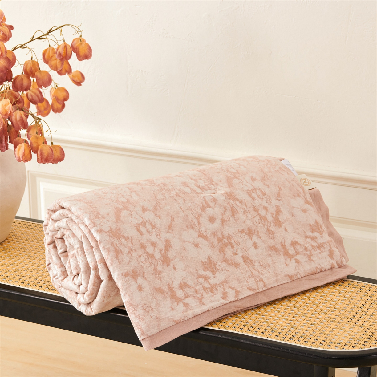 91家纺网 家纺一手货源 找家纺 瑞米家居 2026新款全棉色织花夏被夏凉被空调被 知澜-肉粉