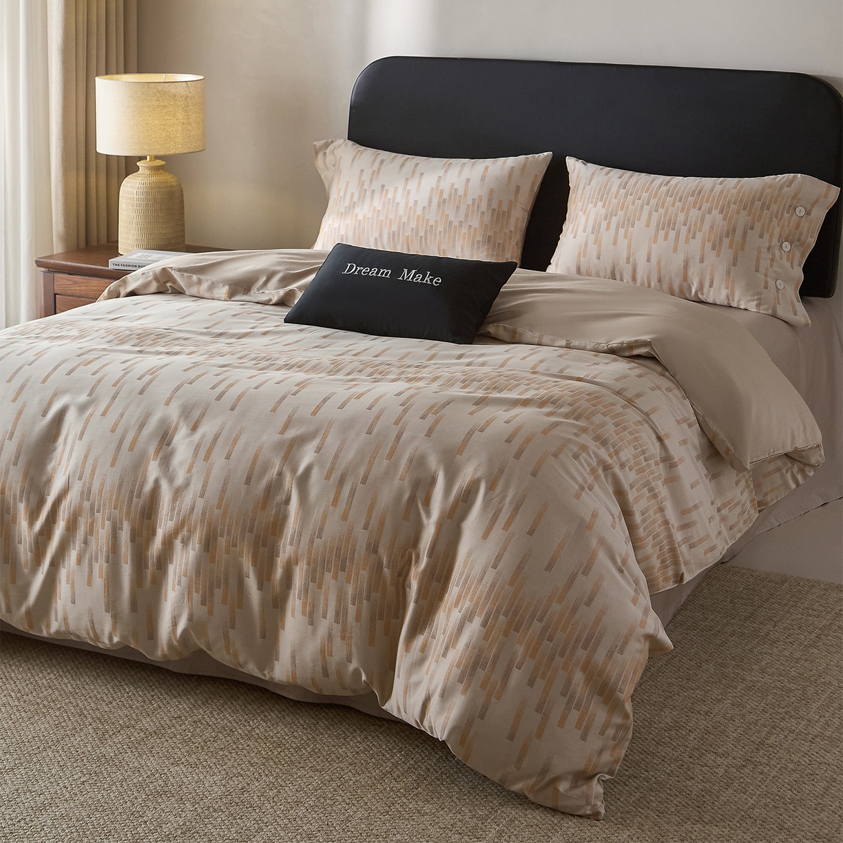 91家纺网 家纺一手货源 找家纺 （总）ONE TWO ONE 121 【会员-20】 【控价商品】【提供买家秀】  2026新款100s50支长绒棉全棉床上用品色织提花四件套纽扣款