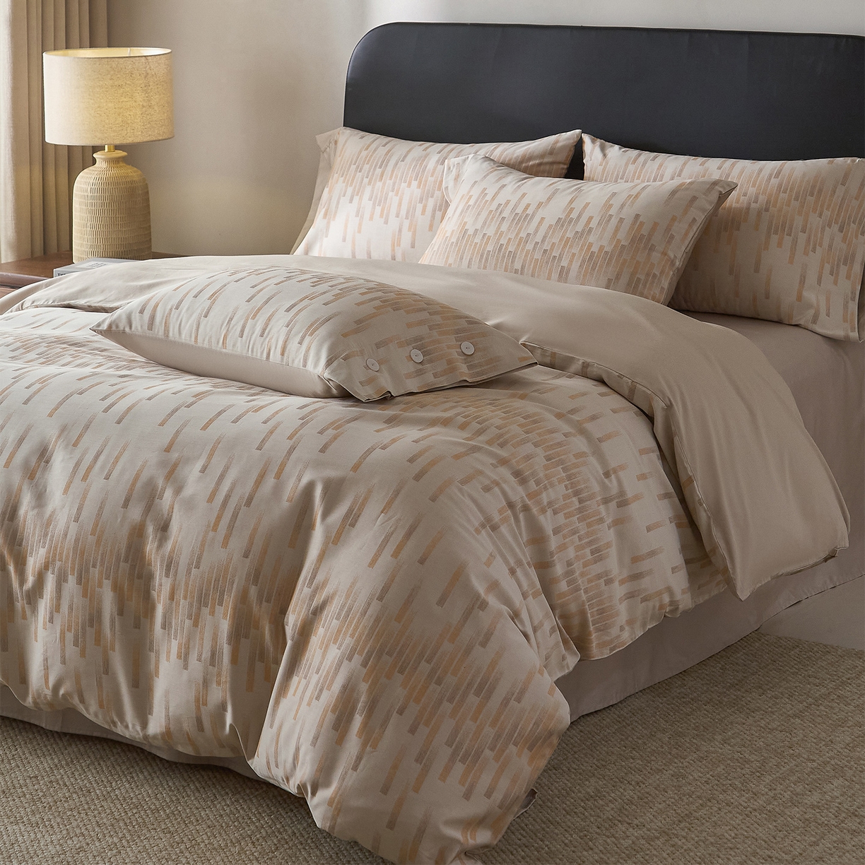 91家纺网 家纺一手货源 找家纺 （总）ONE TWO ONE 121 【会员-20】 【控价商品】【提供买家秀】  2026新款100s50支长绒棉全棉床上用品色织提花四件套纽扣款