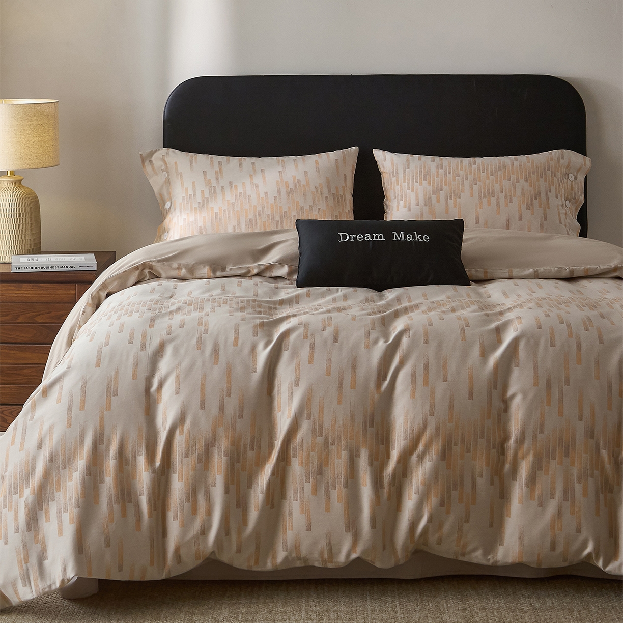 91家纺网 家纺一手货源 找家纺 ONE TWO ONE 121 【会员-20】 【控价商品】【提供买家秀】  2026新款100s50支长绒棉全棉床上用品色织提花四件套纽扣款 烟花时-橘