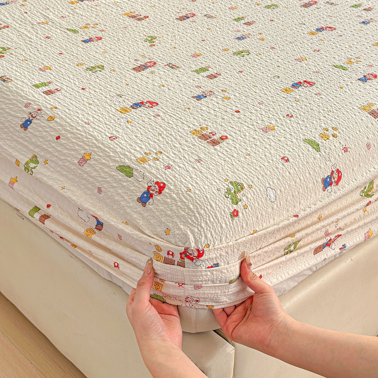 91家纺网 家纺一手货源 找家纺 （总）欧妮家纺 2026新款泡芙棉单床笠-床垫保护套