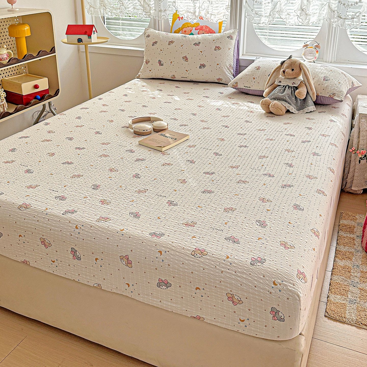 91家纺网 家纺一手货源 找家纺 欧妮家纺 2026新款泡芙棉单床笠-床垫保护套 泡芙-星空