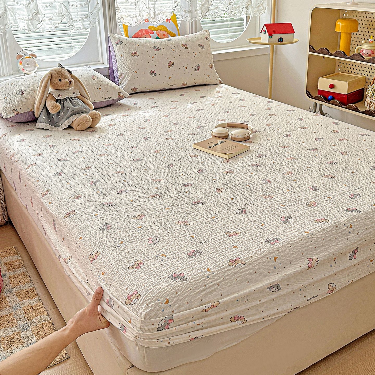 91家纺网 家纺一手货源 找家纺 欧妮家纺 2026新款泡芙棉单床笠-床垫保护套 泡芙-星空