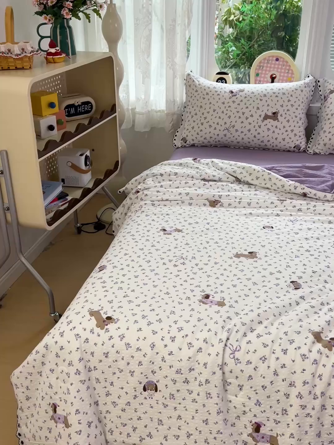 91家纺网 家纺一手货源 找家纺 恒尚居 2026新款A类泡芙纱花边夏被夏凉被空调被四套件 【紫调小狗】全棉花边