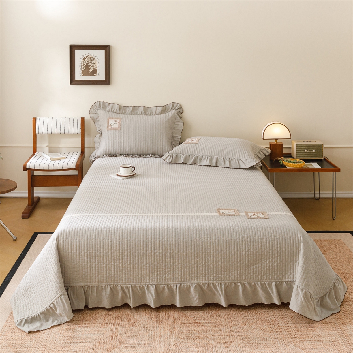 91家纺网 家纺一手货源 找家纺 （总）瑞米家居 2026新款棉麻床盖夏被四件-森羽