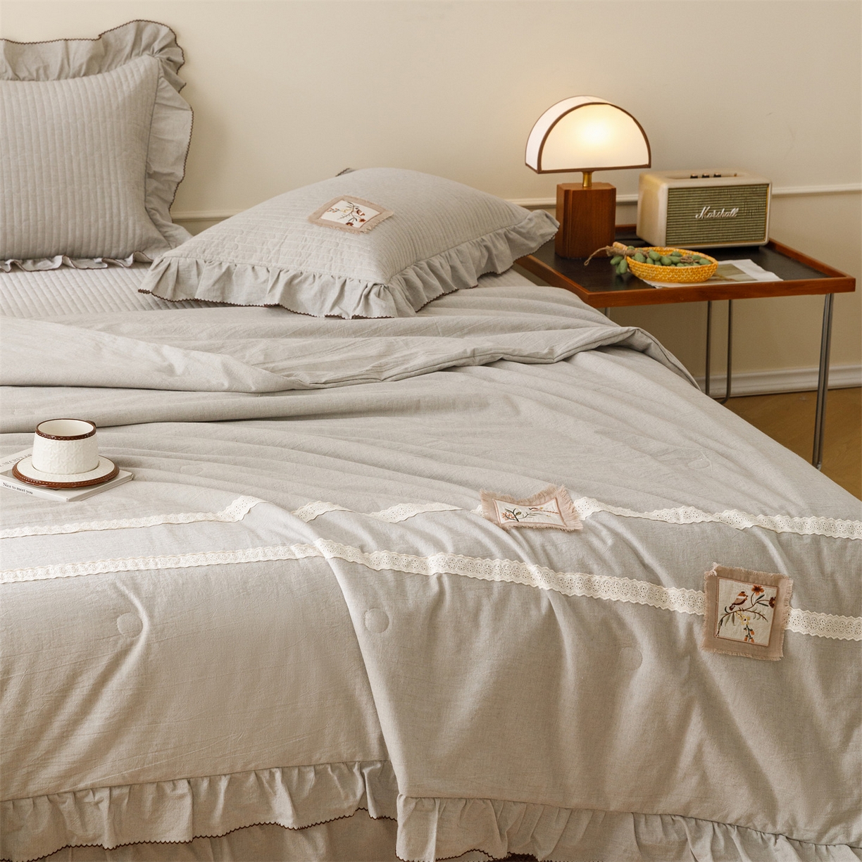 91家纺网 家纺一手货源 找家纺 （总）瑞米家居 2026新款棉麻床盖夏被四件-森羽