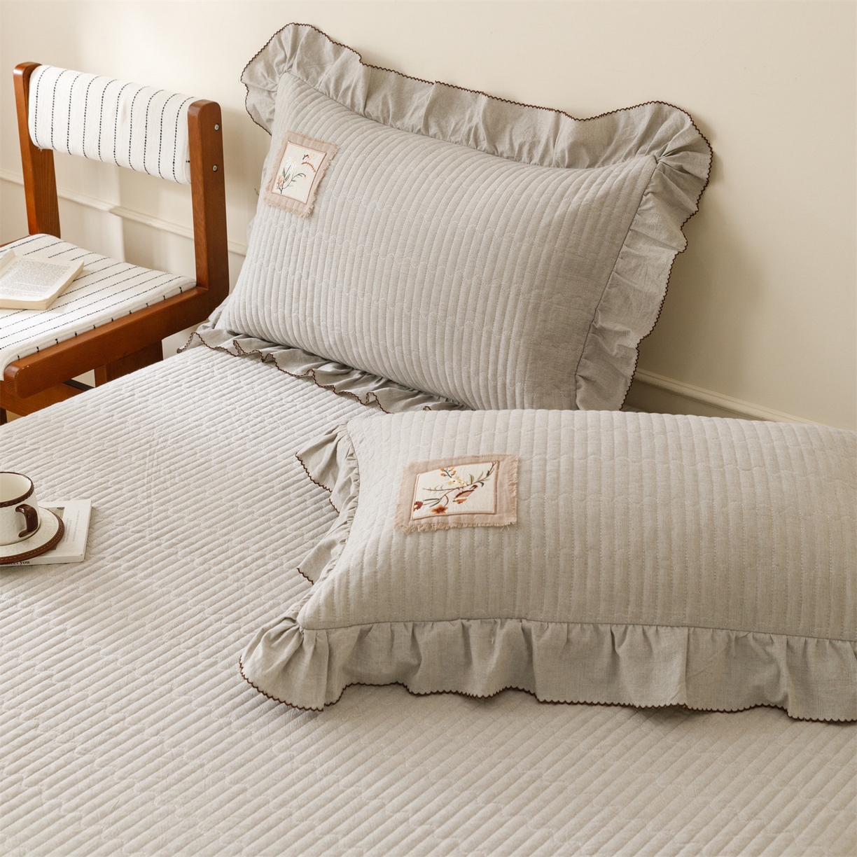 91家纺网 家纺一手货源 找家纺 （总）瑞米家居 2026新款棉麻床盖夏被四件-森羽