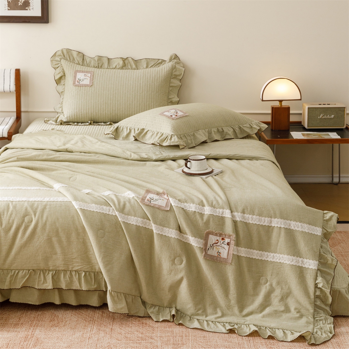 91家纺网 家纺一手货源 找家纺 （总）瑞米家居 2026新款棉麻床盖夏被四件-森羽