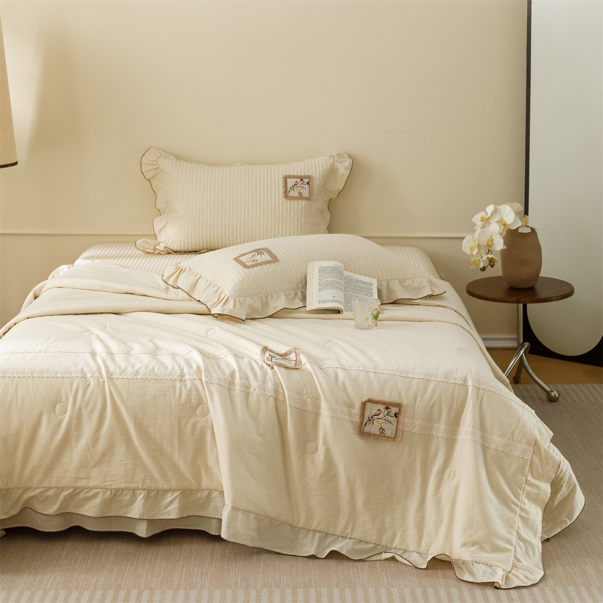 91家纺网 家纺一手货源 找家纺 （总）瑞米家居 2026新款棉麻床盖夏被四件-森羽