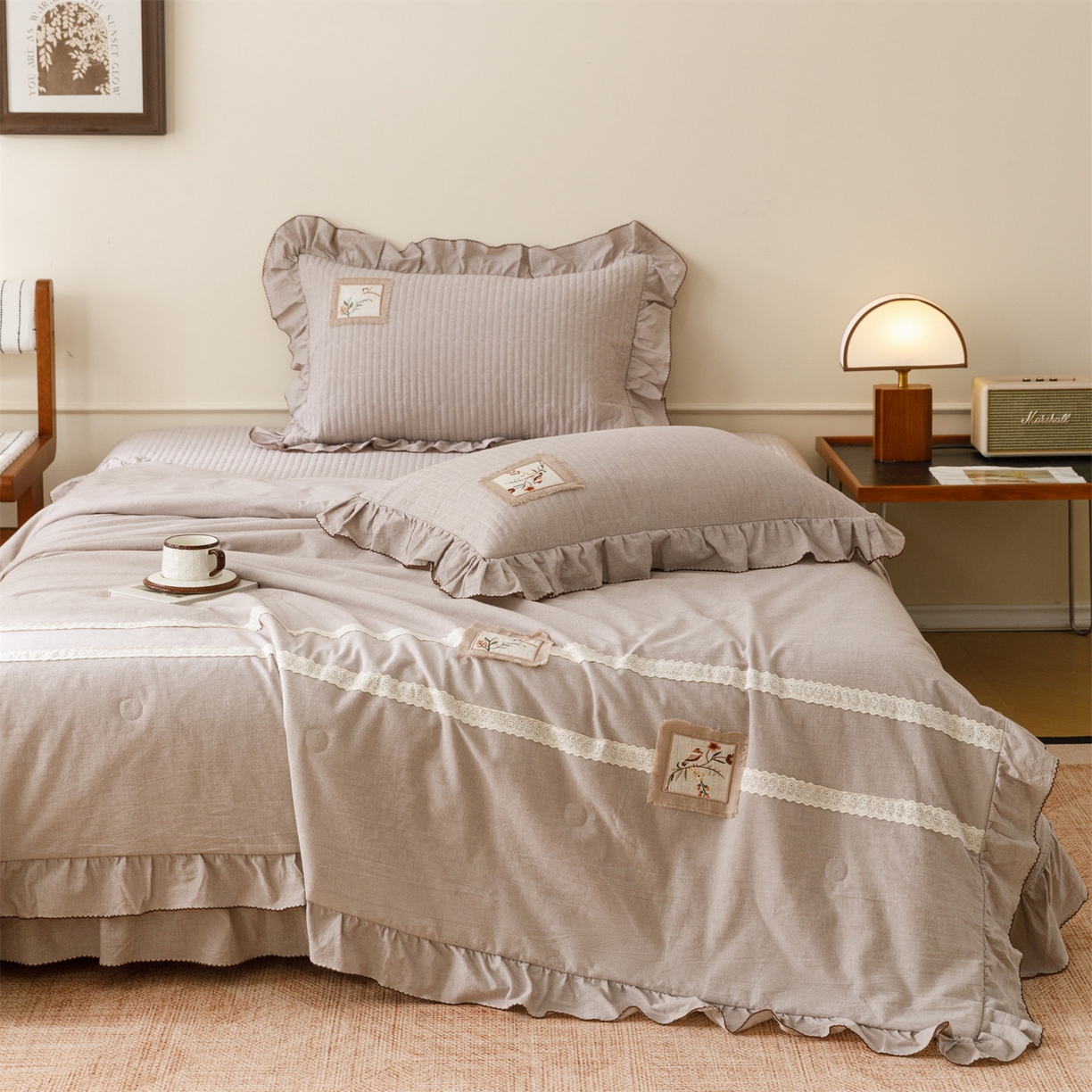 瑞米家居 2026新款棉麻床盖夏被四件-森羽 森羽-香芋紫