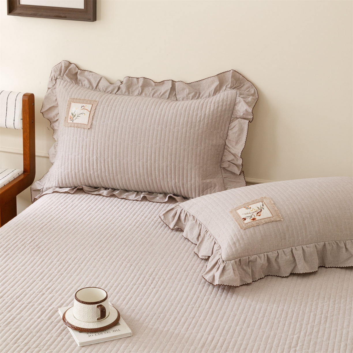 91家纺网 家纺一手货源 找家纺 瑞米家居 2026新款棉麻床盖夏被四件-森羽 森羽-香芋紫