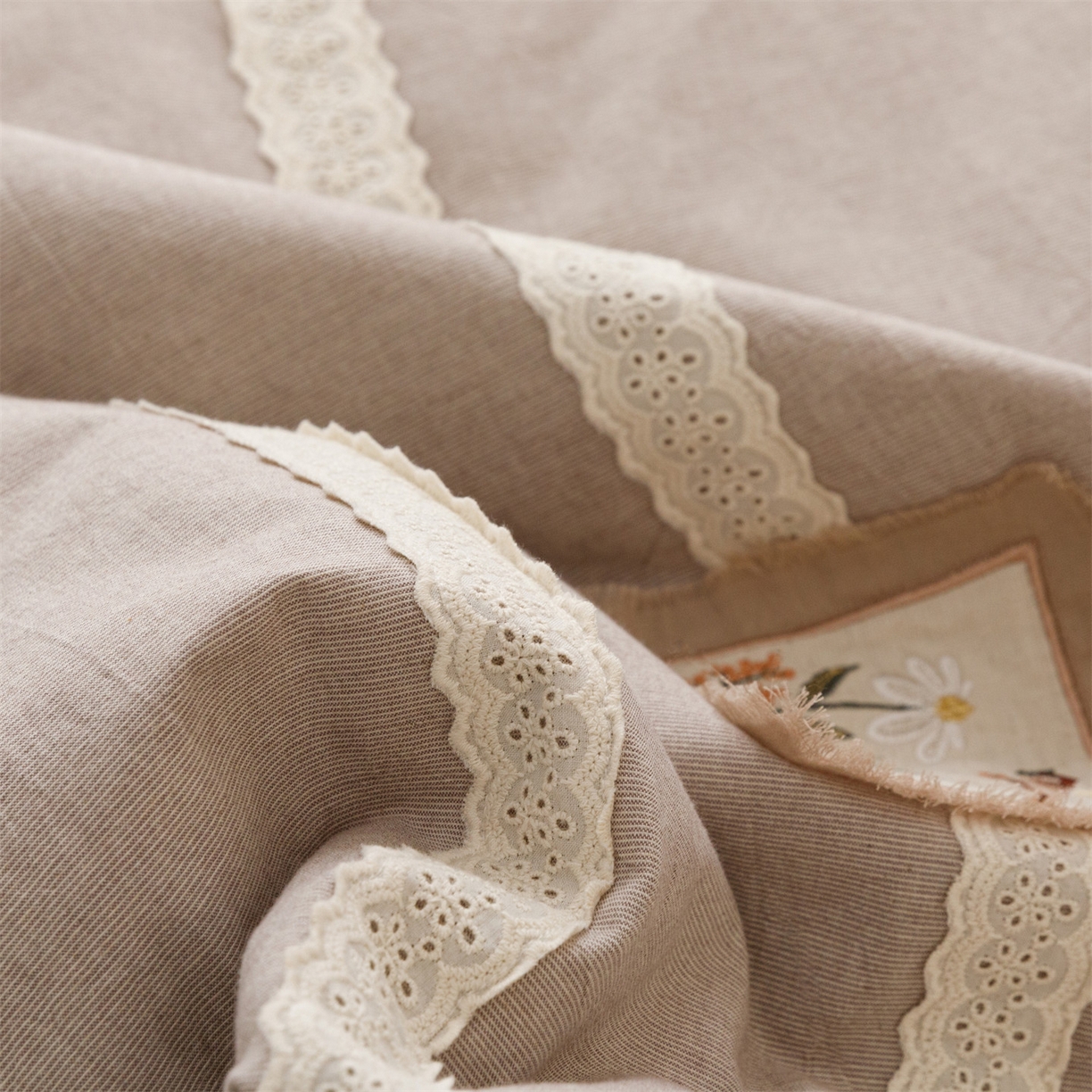 91家纺网 家纺一手货源 找家纺 瑞米家居 2026新款棉麻床盖夏被四件-森羽 森羽-香芋紫