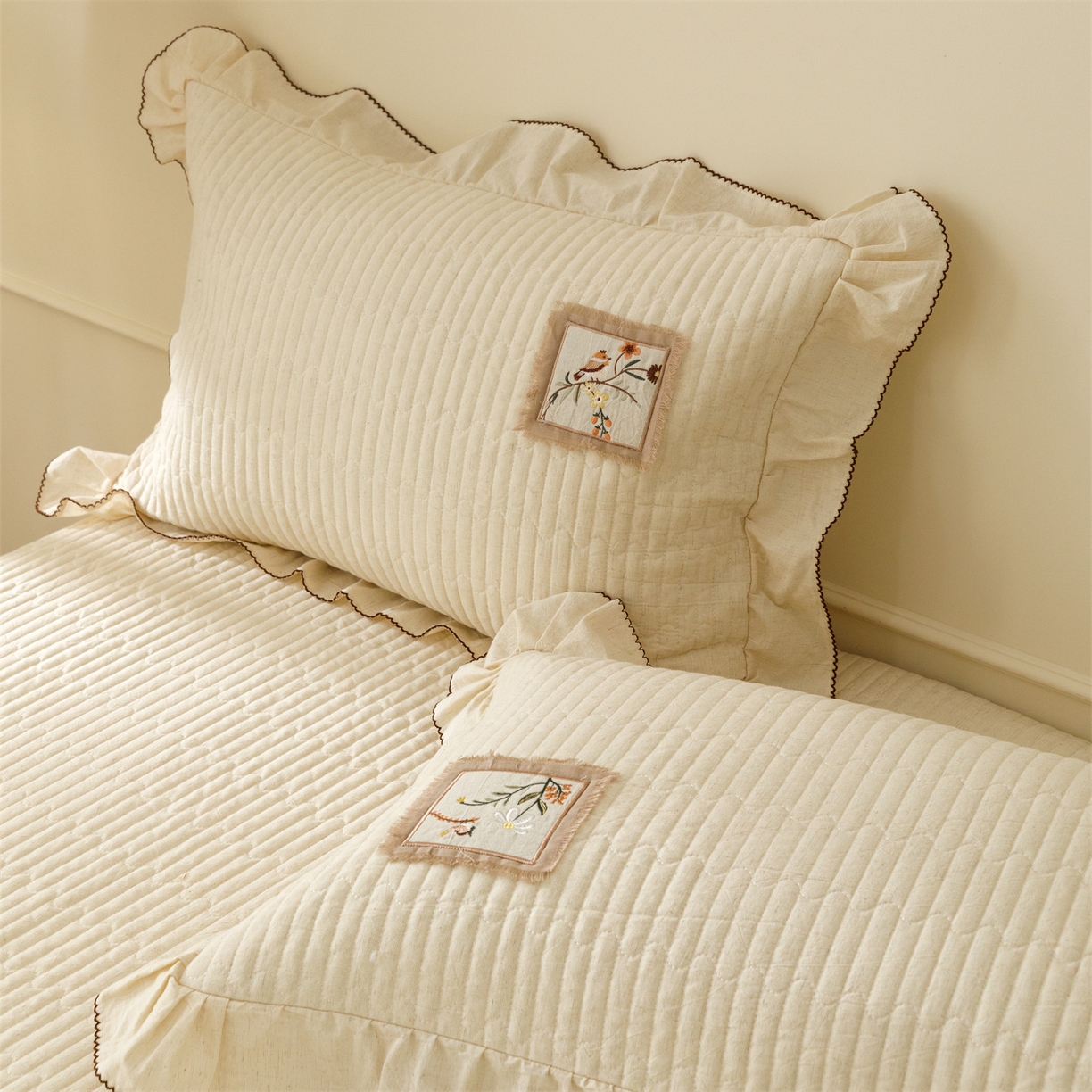 91家纺网 家纺一手货源 找家纺 瑞米家居 2026新款棉麻床盖夏被四件-森羽 森羽-原白