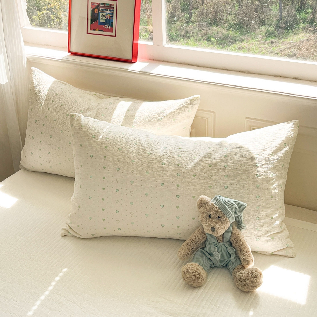 91家纺网 家纺一手货源 找家纺 一加一 2026新款皱皱纱绣花三角针大豆夏被夏凉被空调被三件套 熊猫乐园